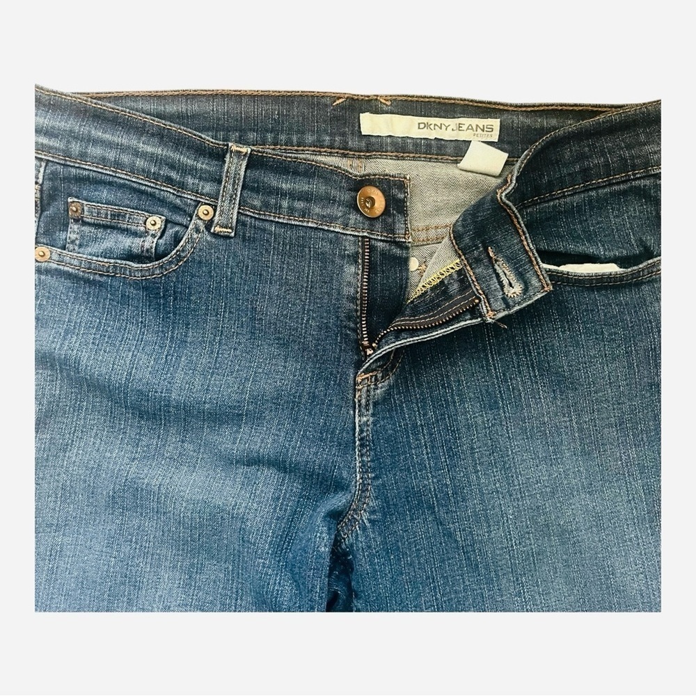 DKNY Ludlow denim blue jeans petites 12R 5 pocket design zipper button stretchy - Picture 9 of 16